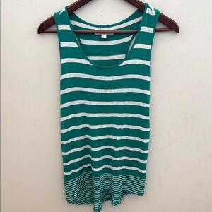 Olive and Oak S Striped Green and White Women's Tank Top, high low style